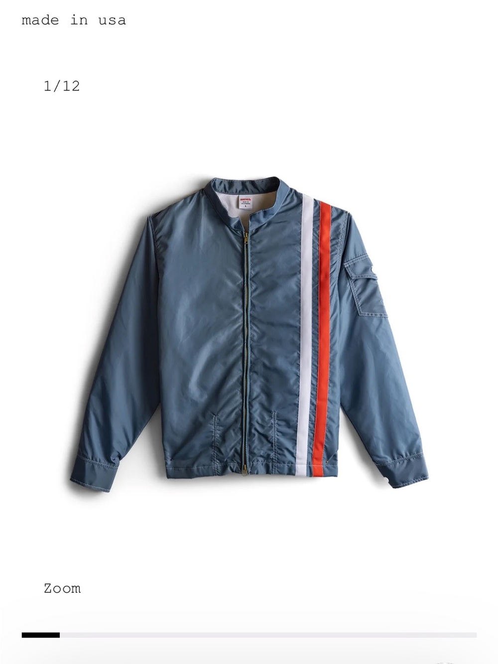Birdwell Blue Bomber Jacket with Red and White Racing Stripes